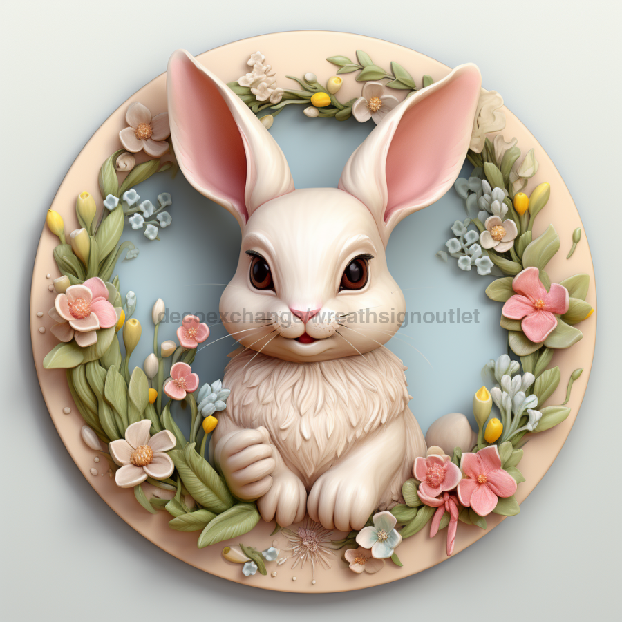 Easter Sign, 3D Bunny Look, DCO-12861, Sign For Wreath, 10" Metal Sign