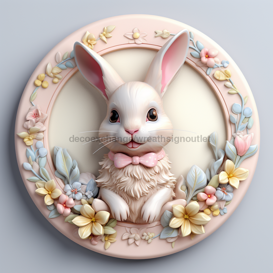 Easter Sign, 3D Bunny Look, DCO-12862, Sign For Wreath, 10" Metal Sign