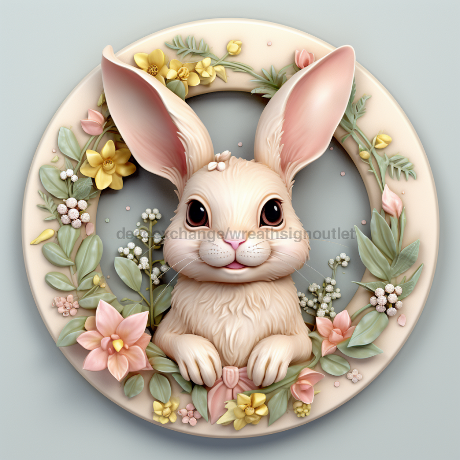 Easter Sign, 3D Bunny Look, DCO-12863, Sign For Wreath, 10" Metal Sign