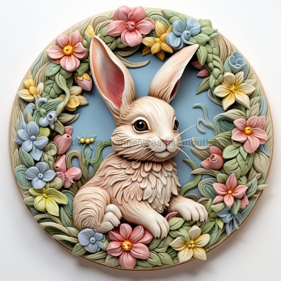 Easter Sign, 3D Bunny Look, DCO-12865, Sign For Wreath, 10" Metal Sign
