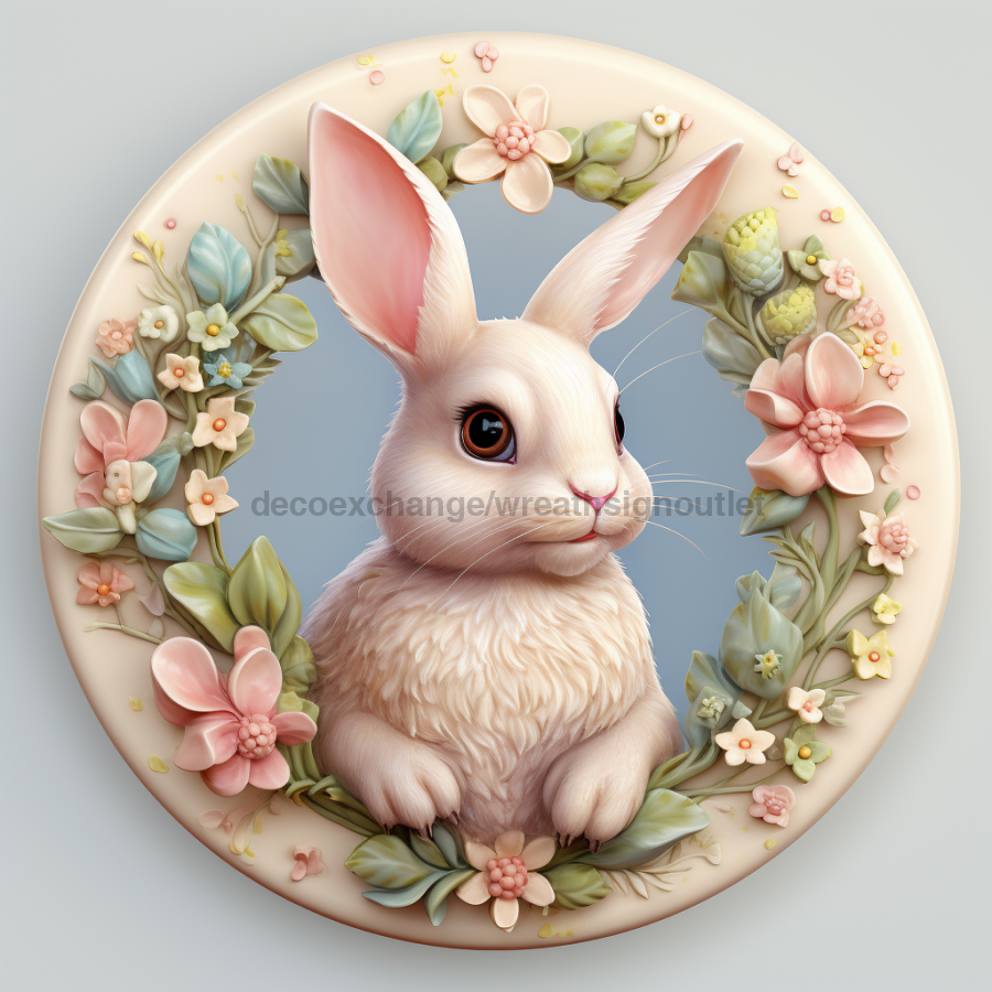 Easter Sign, 3D Bunny Look, DCO-12868, Sign For Wreath, 10" Metal Sign