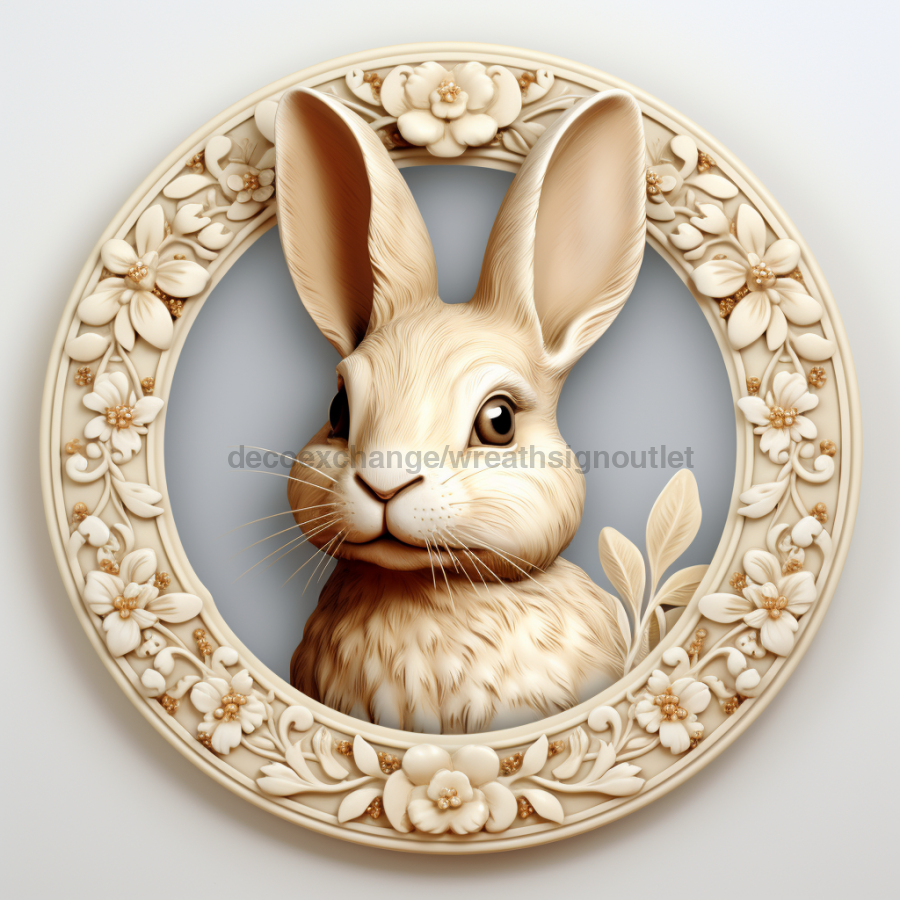 Easter Sign, 3D Bunny Look, DCO-12871, Sign For Wreath, 10" Metal Sign