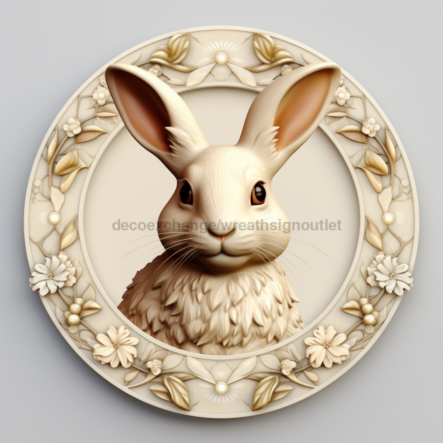 Easter Sign, 3D Bunny Look, DCO-12872, Sign For Wreath, 10" Metal Sign