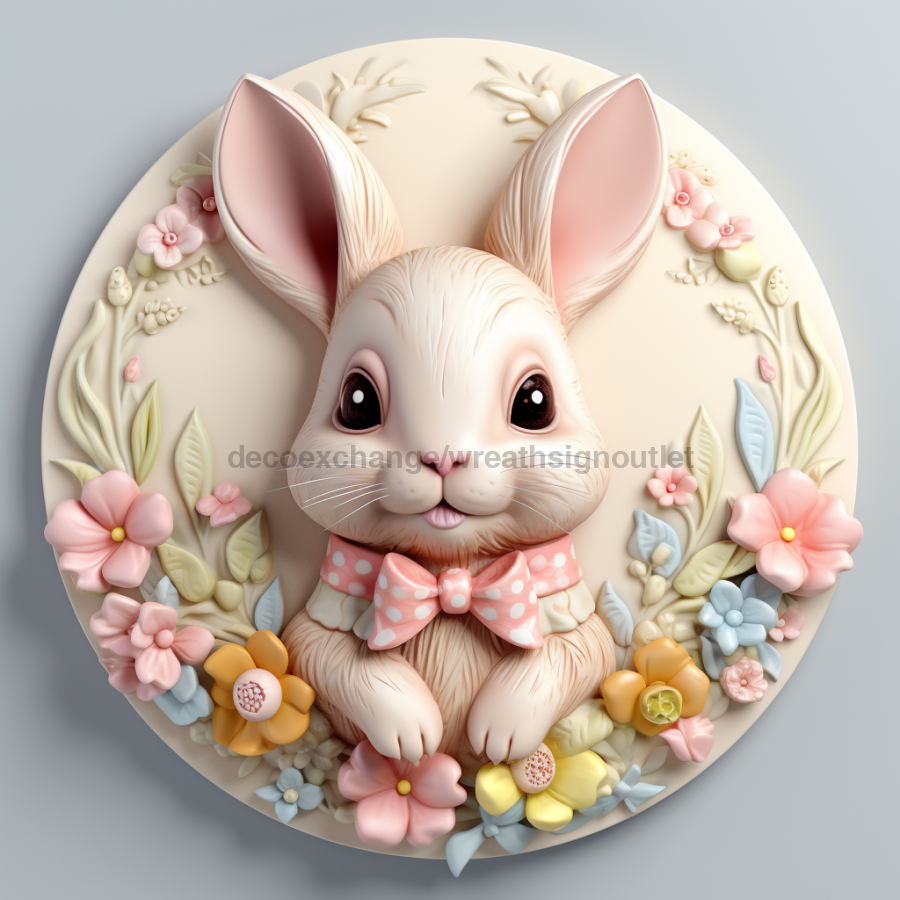 Easter Sign, 3D Bunny Look, DCO-12876, Sign For Wreath, 10" Metal Sign