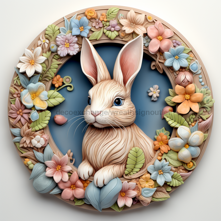 Easter Sign, 3D Bunny Look, DCO-12877, Sign For Wreath, 10" Metal Sign