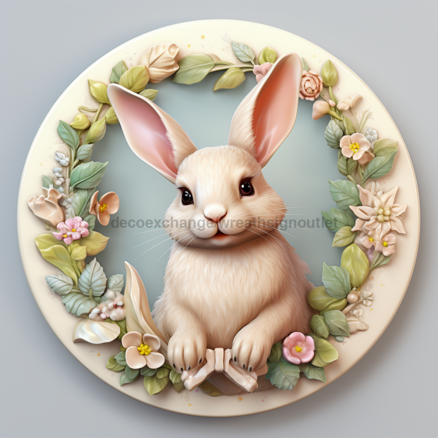 Easter Sign, 3D Bunny Look, DCO-12882, Sign For Wreath, 10" Metal Sign