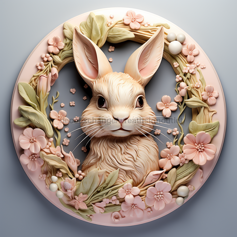 Easter Sign, 3D Bunny Look, DCO-12883, Sign For Wreath, 10" Metal Sign
