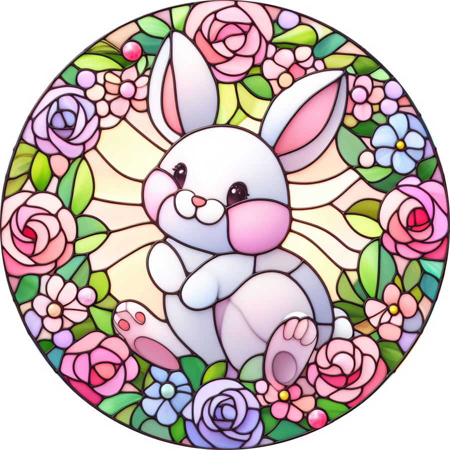 Easter Bunny 10" Metal Wreath Sign - DECOE-5166
