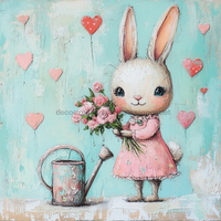 Thumbnail for Easter Sign, Bunny Hearts,, DCO-12641, Sign For Wreath, 10x10