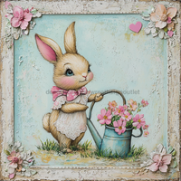 Thumbnail for Easter Sign, Bunny Hearts,, DCO-12643, Sign For Wreath, 10x10