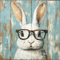 Thumbnail for Easter Sign, Bunny in Glasses,, DCO-12632, Sign For Wreath, 10x10