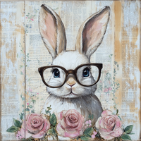 Thumbnail for Easter Sign, Bunny in Glasses,, DCO-12650, Sign For Wreath, 10x10