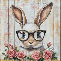 Thumbnail for Easter Sign, Bunny in Glasses,, DCO-12651, Sign For Wreath, 10x10