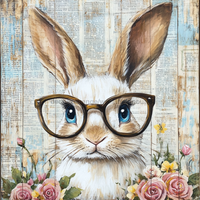 Thumbnail for Easter Sign, Bunny in Glasses,, DCO-12657, Sign For Wreath, 10x10