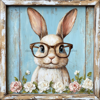 Thumbnail for Easter Sign, Bunny in Glasses,, DCO-12658, Sign For Wreath, 10x10