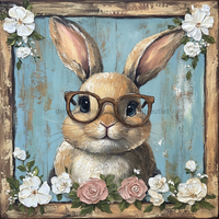 Thumbnail for Easter Sign, Bunny in Glasses,, DCO-12659, Sign For Wreath, 10x10