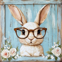 Thumbnail for Easter Sign, Bunny in Glasses,, DCO-12666, Sign For Wreath, 10x10