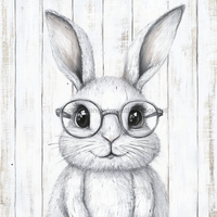 Thumbnail for Easter Sign, Bunny in Glasses,, DCO-12669, Sign For Wreath, 10x10