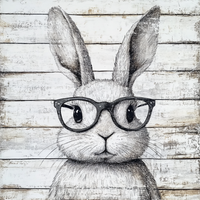 Thumbnail for Easter Sign, Bunny in Glasses,, DCO-12670, Sign For Wreath, 10x10