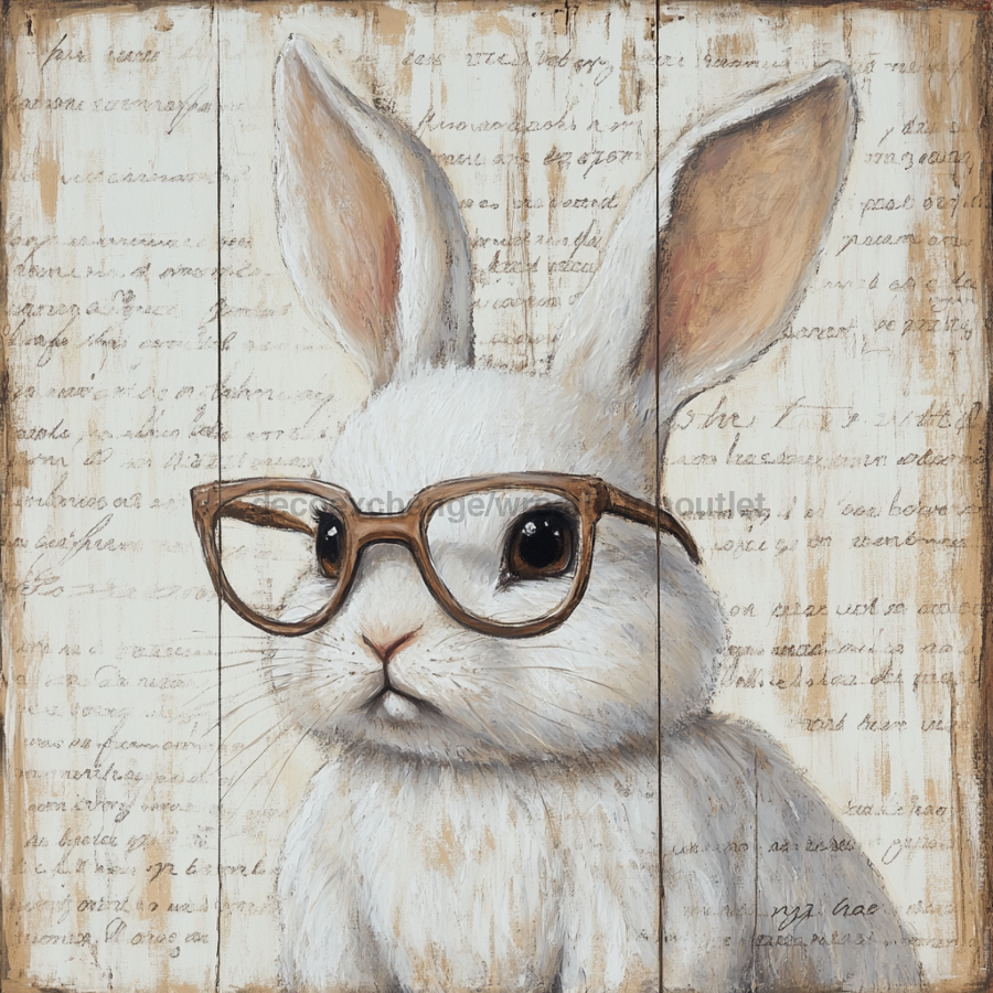 Easter Sign, Bunny in Glasses,, DCO-12673, Sign For Wreath, 10x10" Metal Sign