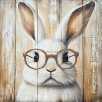 Thumbnail for Easter Sign, Bunny in Glasses,, DCO-12674, Sign For Wreath, 10x10