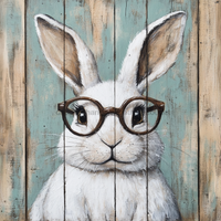 Thumbnail for Easter Sign, Bunny in Glasses,, DCO-12677, Sign For Wreath, 10x10