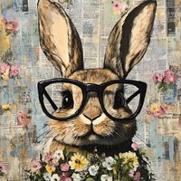 Thumbnail for Easter Sign, Bunny in Glasses,, DCO-12803, Sign For Wreath, 10x10
