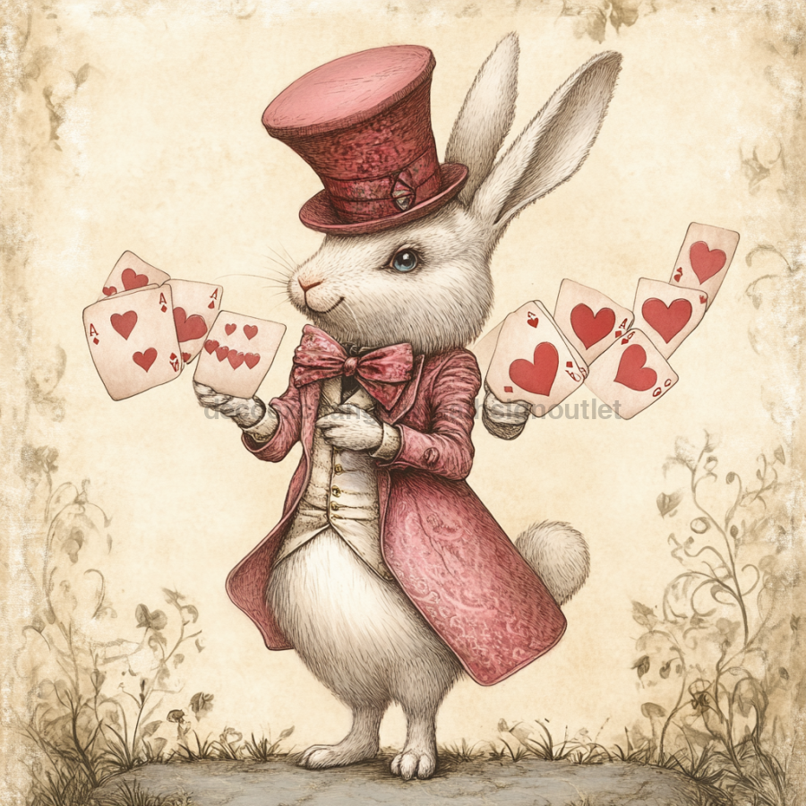 Easter Sign, Bunny in Hat,, DCO-12688, Sign For Wreath, 10x10" Metal Sign