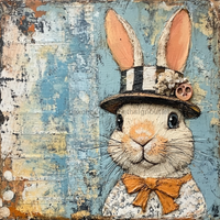 Thumbnail for Easter Sign, Bunny in Hat,, DCO-12691, Sign For Wreath, 10x10