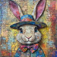 Thumbnail for Easter Sign, Bunny in Hat,, DCO-12695, Sign For Wreath, 10x10