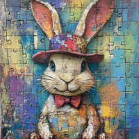 Thumbnail for Easter Sign, Bunny in Hat,, DCO-12696, Sign For Wreath, 10x10