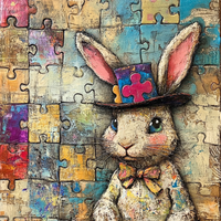 Thumbnail for Easter Sign, Bunny in Hat,, DCO-12697, Sign For Wreath, 10x10