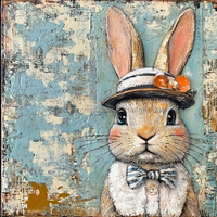 Thumbnail for Easter Sign, Bunny in Hat,, DCO-12698, Sign For Wreath, 10x10