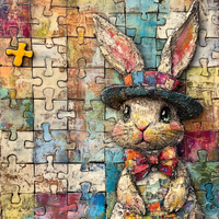 Thumbnail for Easter Sign, Bunny in Hat,, DCO-12699, Sign For Wreath, 10x10