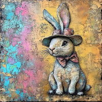 Thumbnail for Easter Sign, Bunny in Hat,, DCO-12700, Sign For Wreath, 10x10