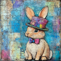 Thumbnail for Easter Sign, Bunny in Hat,, DCO-12701, Sign For Wreath, 10x10