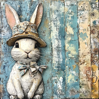 Thumbnail for Easter Sign, Bunny in Hat,, DCO-12706, Sign For Wreath, 10x10