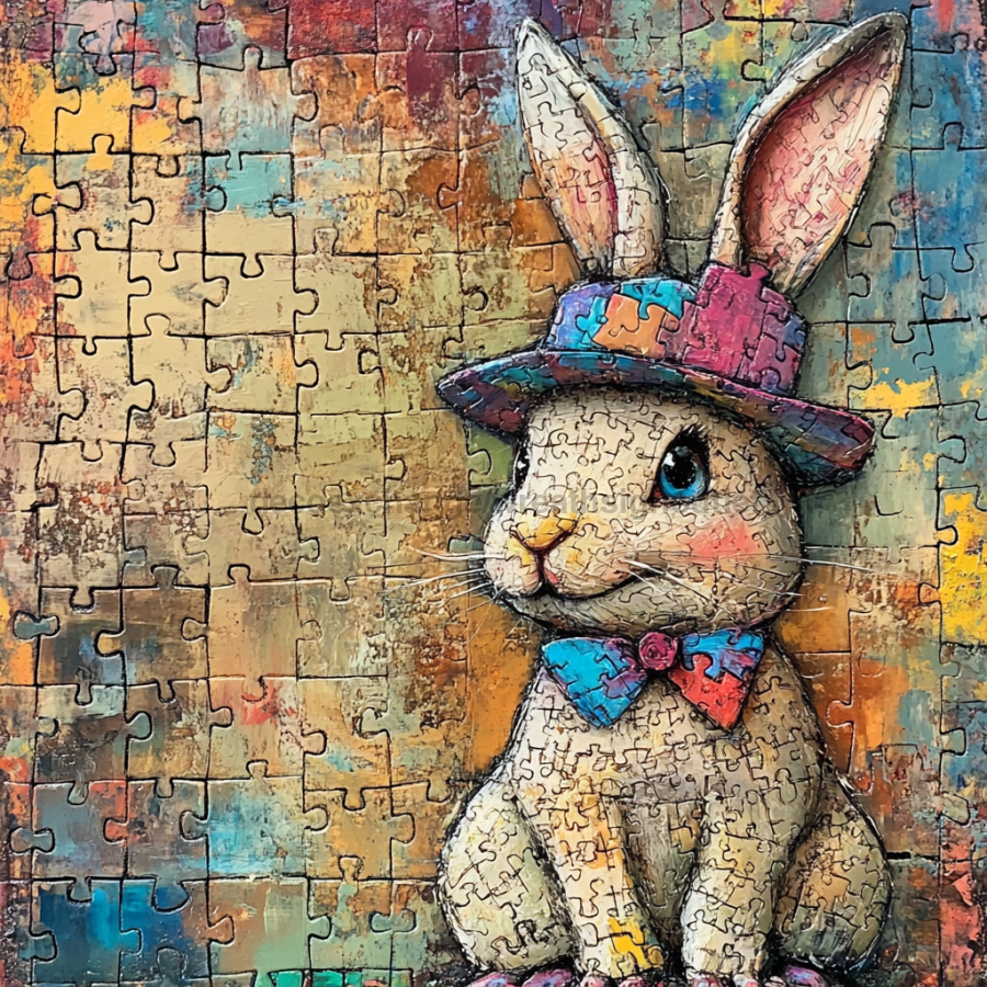 Easter Sign, Bunny in Hat,, DCO-12715, Sign For Wreath, 10x10" Metal Sign