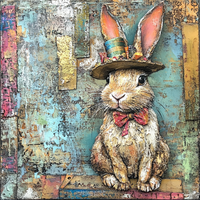 Thumbnail for Easter Sign, Bunny in Hat,, DCO-12718, Sign For Wreath, 10x10