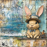 Thumbnail for Easter Sign, Bunny in Hat,, DCO-12728, Sign For Wreath, 10x10