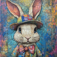 Thumbnail for Easter Sign, Bunny in Hat,, DCO-12729, Sign For Wreath, 10x10