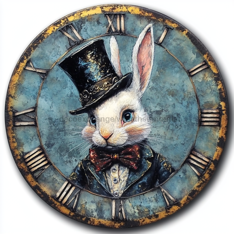 Easter Sign, Bunny in Top Hat,, DCO-12639, Sign For Wreath, 10" Metal Sign
