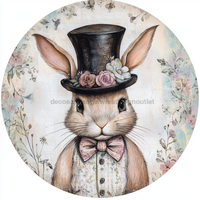 Thumbnail for Easter Sign, Bunny in Top Hat, DCO-12820, Sign For Wreath, 10