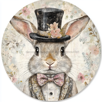 Thumbnail for Easter Sign, Bunny in Top Hat, DCO-12821, Sign For Wreath, 10