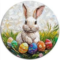 Thumbnail for Easter Sign, Bunny with Easter Eggs, DCO-12888, Sign For Wreath, 10