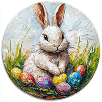 Thumbnail for Easter Sign, Bunny with Easter Eggs, DCO-12893, Sign For Wreath, 10