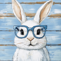 Thumbnail for Easter Sign, Bunny with Glasses, DCO-12898, Sign For Wreath, 10x10