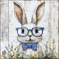 Thumbnail for Easter Sign, Bunny with Glasses, DCO-12905, Sign For Wreath, 10x10