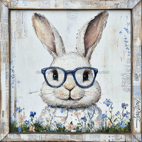 Thumbnail for Easter Sign, Bunny with Glasses, DCO-12910, Sign For Wreath, 10x10