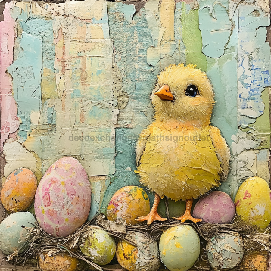 Easter Sign, Easter Chick  Sign, DCO-12738, Sign For Wreath, 10x10" Metal Sign